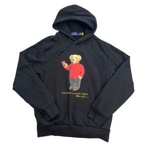 Polo Ralph Lauren Black Polo Bear Hoodie Mens Size Small Logo